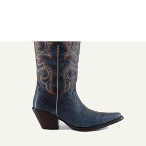 NEW BUCK & BRANA tessa fine leather cowgirl boots in petroleum